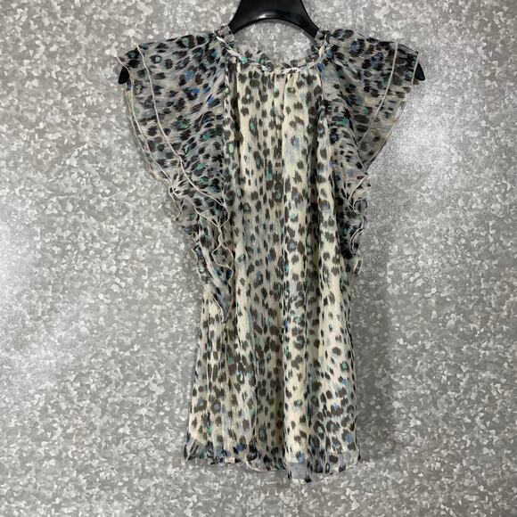 Ann Taylor LOFT Women's Indie Boho Leopard Print Top - Size Medium - Metallic - Picture 6 of 6